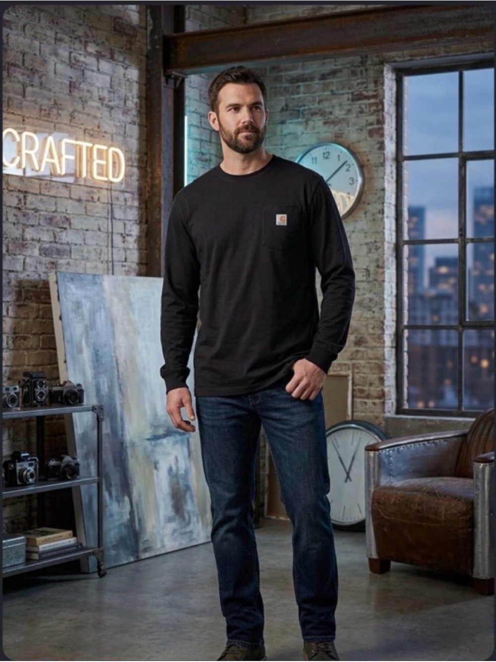 Carhartt Men's Long-Sleeve Pocket T-Shirt — Black xl